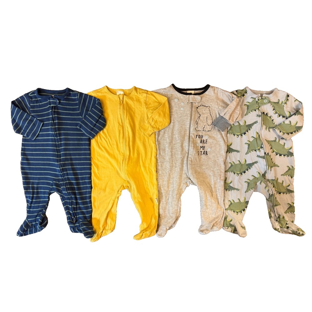 Baby Boy Sleepers 3/6 Months Lot Zipper Rompers Outfits Clothes Bundle Cotton